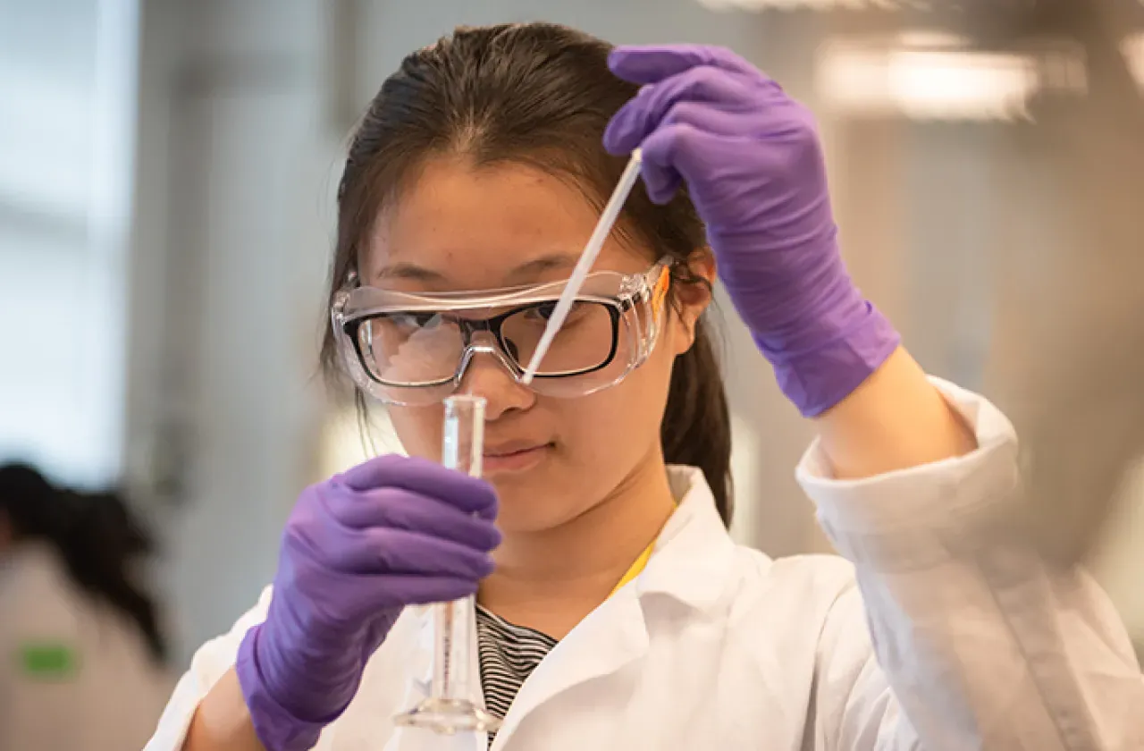 A student working in a lab